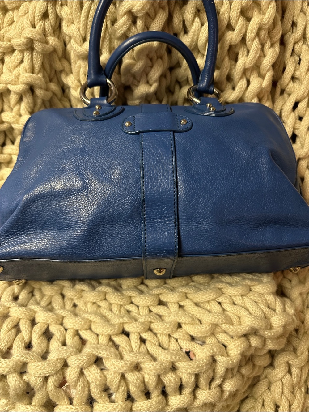Marc Jacobs Blue Leather Satchel with Gold Hardware - Picture 5 of 9